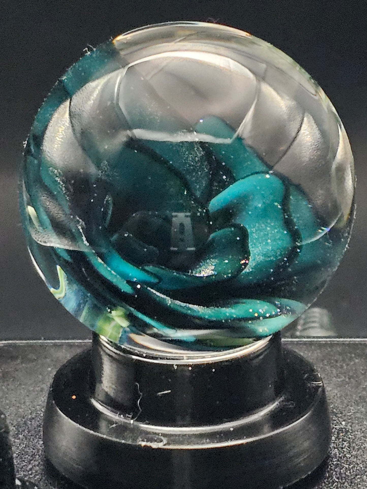 Peacock Blue & Galaxy Black Floral Marble