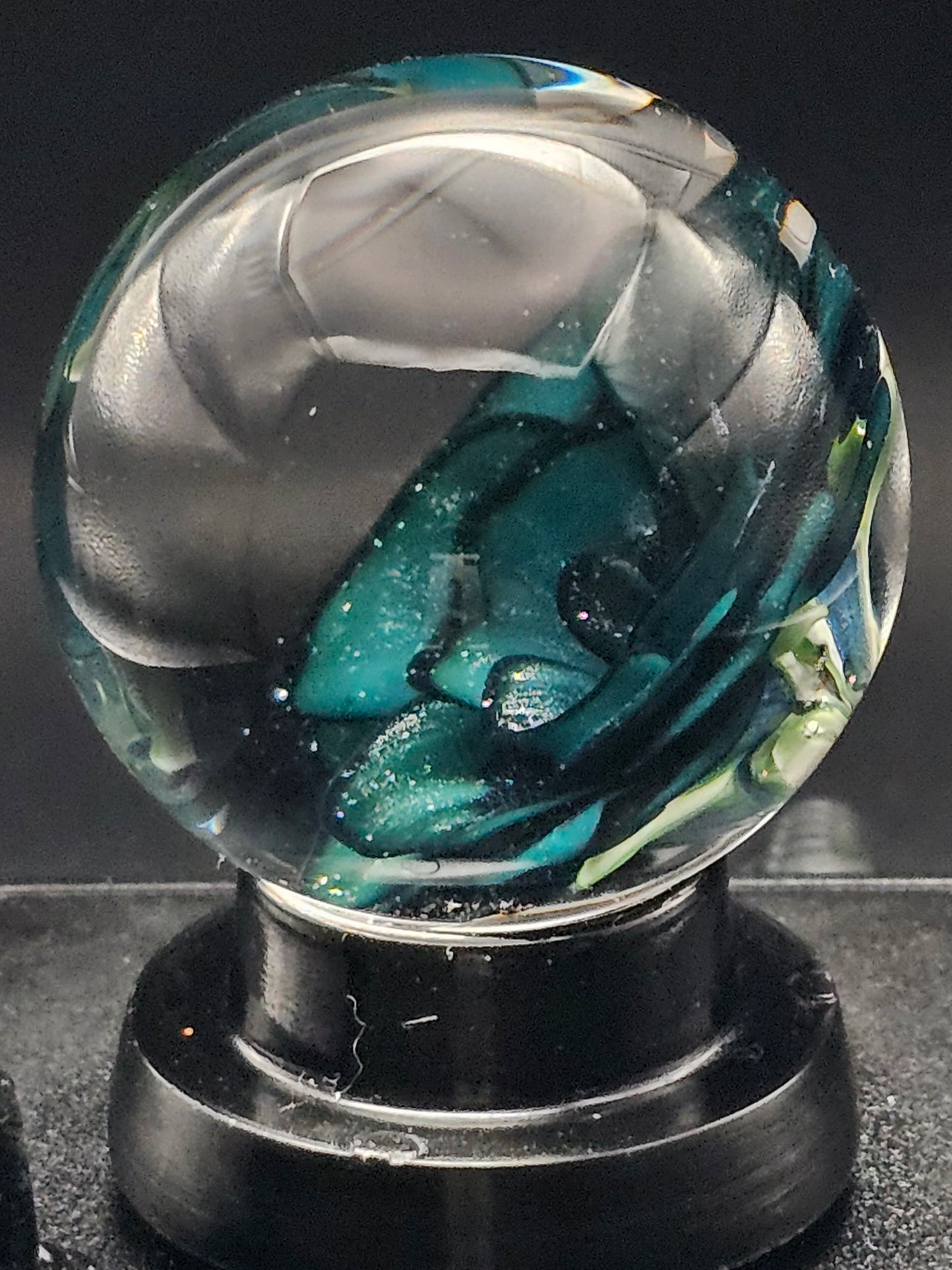 Peacock Blue & Galaxy Black Floral Marble