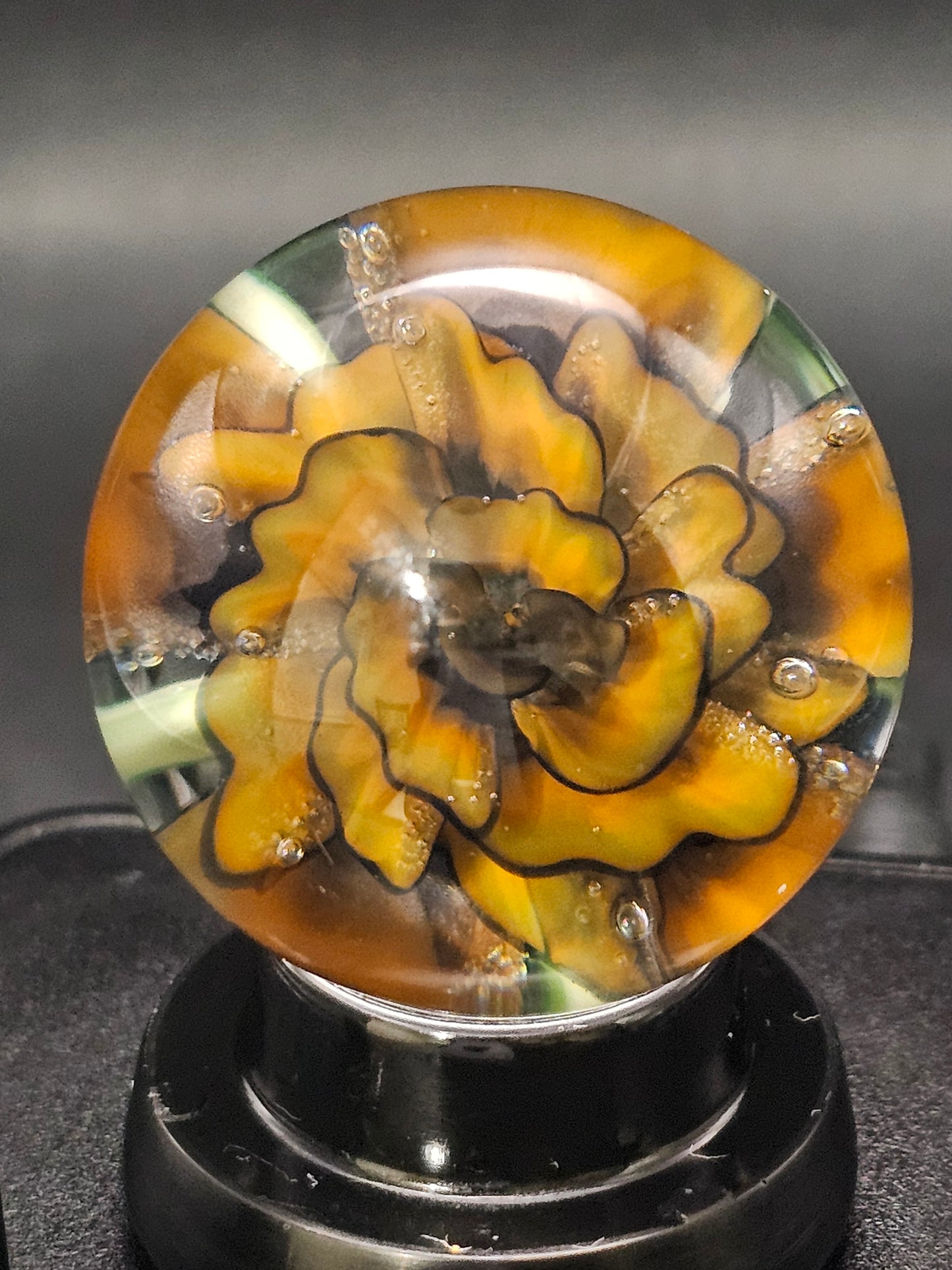 Roswell Yellow, Lava Orange, & Jet Black Floral Marble