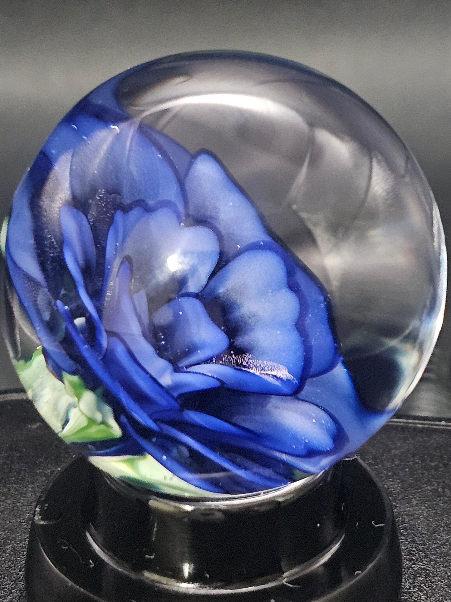 China White & Cobalt Blue Floral Marble