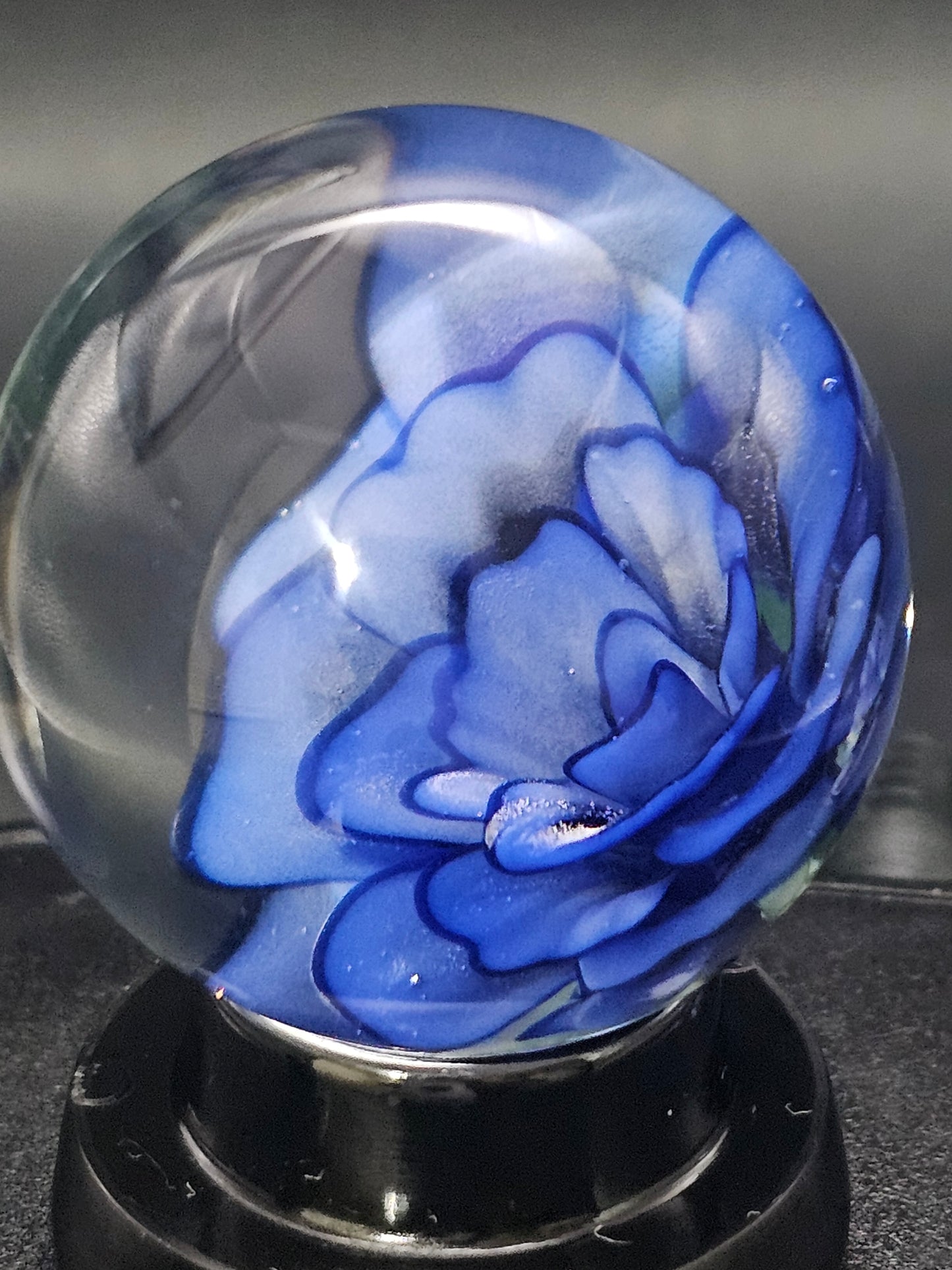 China White & Cobalt Blue Floral Marble