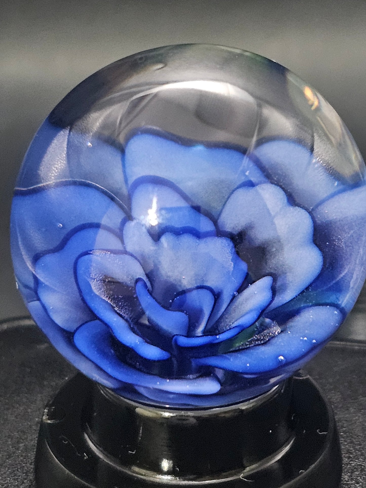 China White & Cobalt Blue Floral Marble