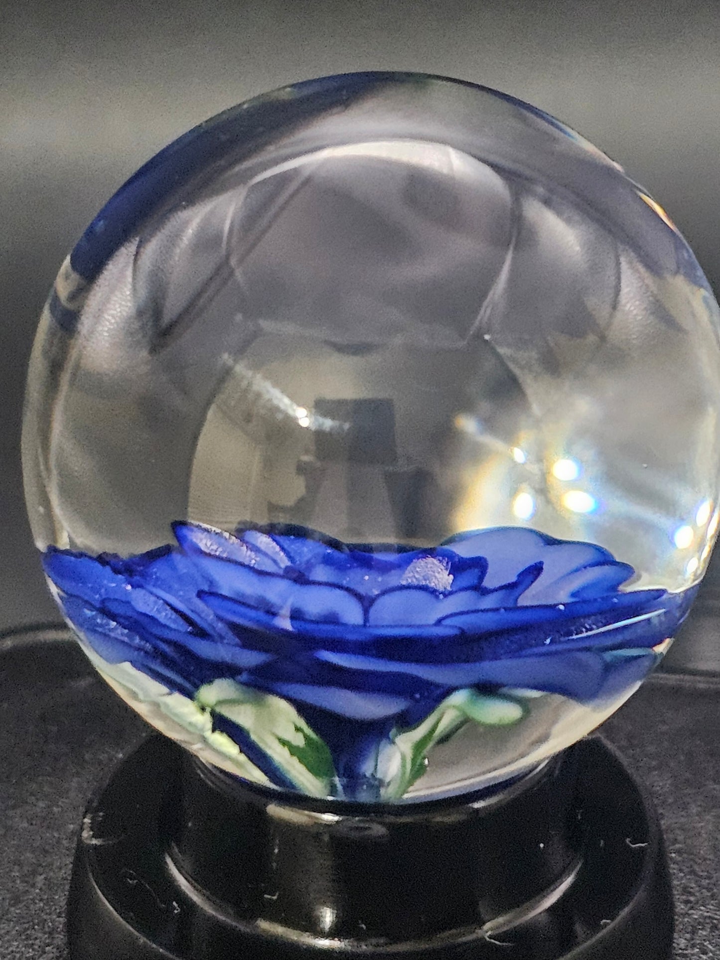China White & Cobalt Blue Floral Marble
