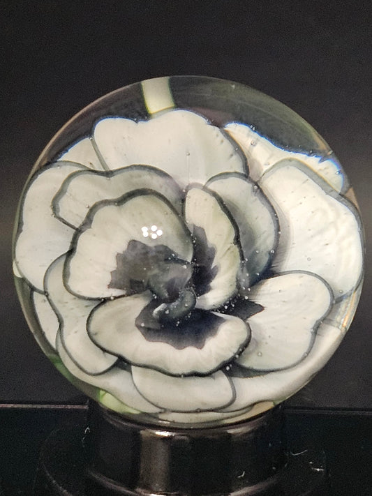 China White & Dark Knight Floral Marble