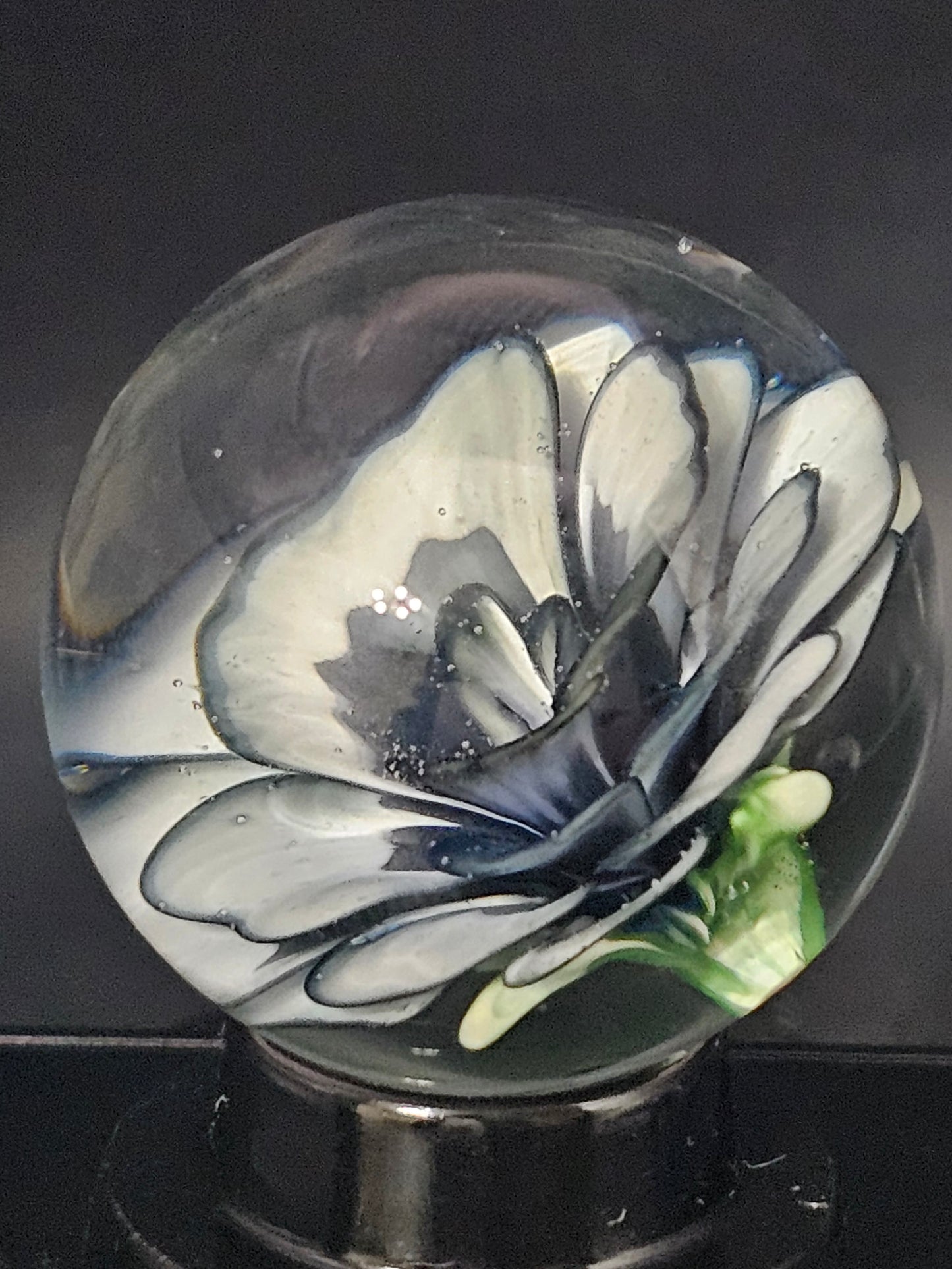 China White & Dark Knight Floral Marble
