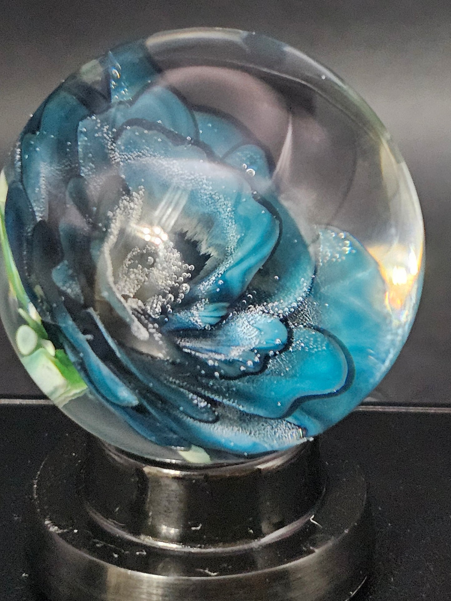 Peacock Blue, China White Striped & Jet Black Floral Marble