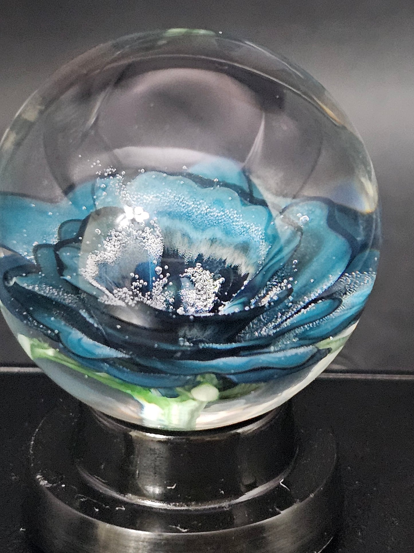 Peacock Blue, China White Striped & Jet Black Floral Marble