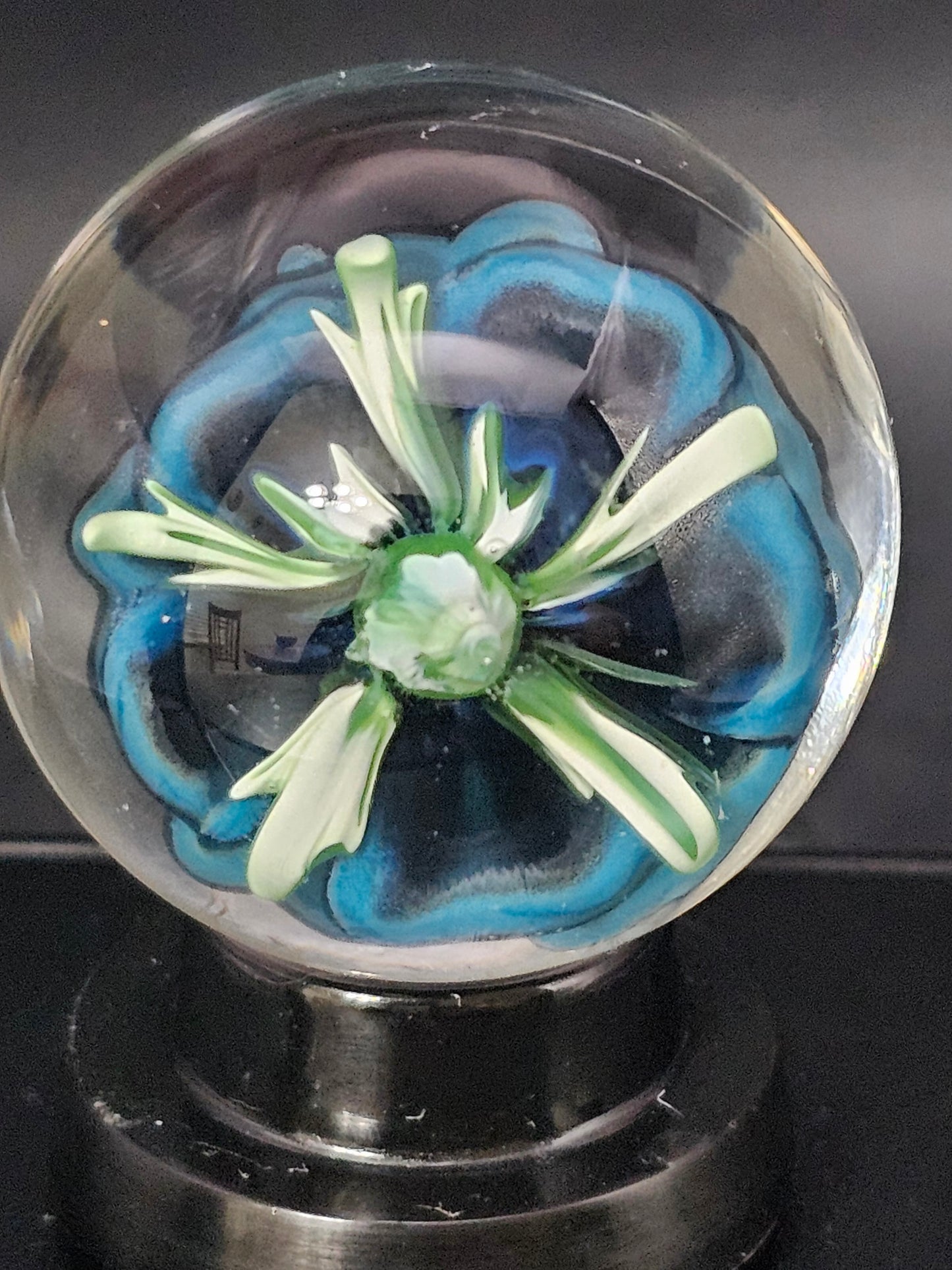 Peacock Blue, China White Striped & Jet Black Floral Marble