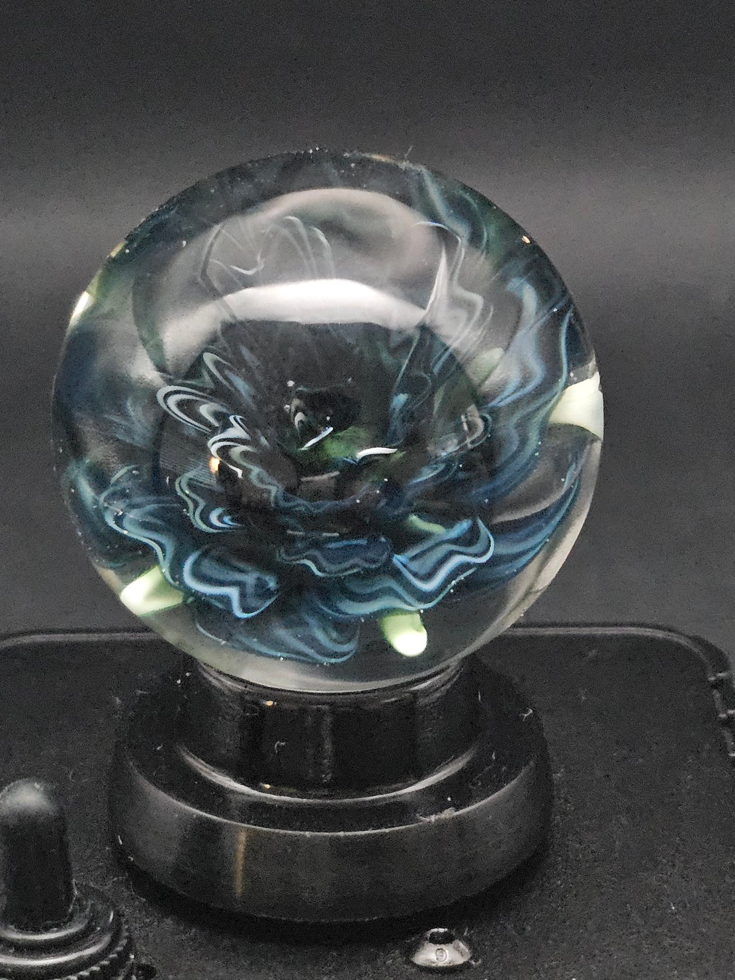 Jet Black & China White Striped Floral Marble