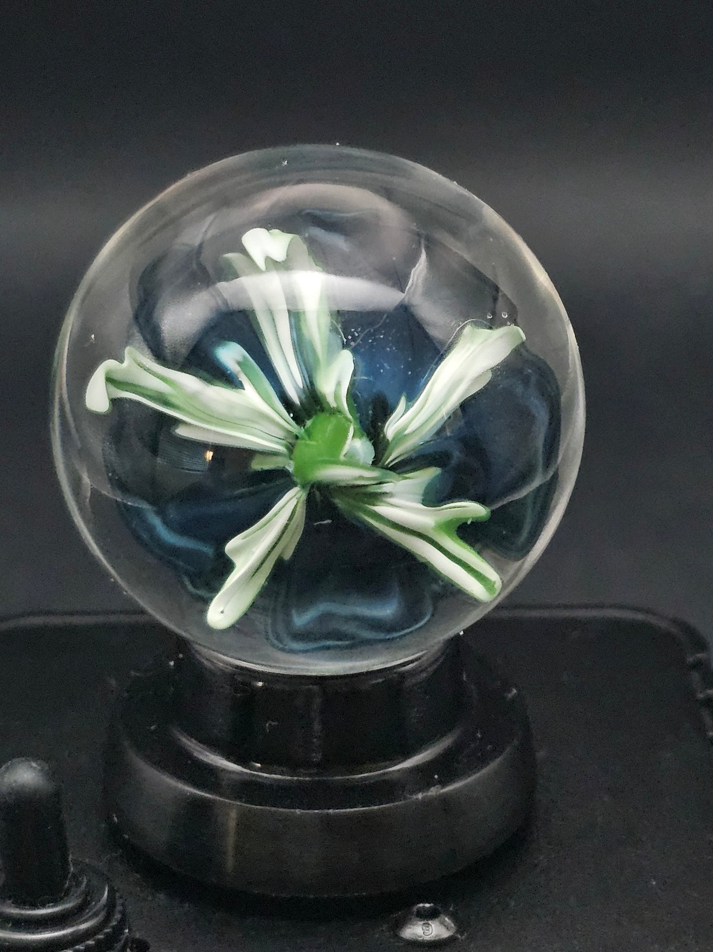 Jet Black & China White Striped Floral Marble