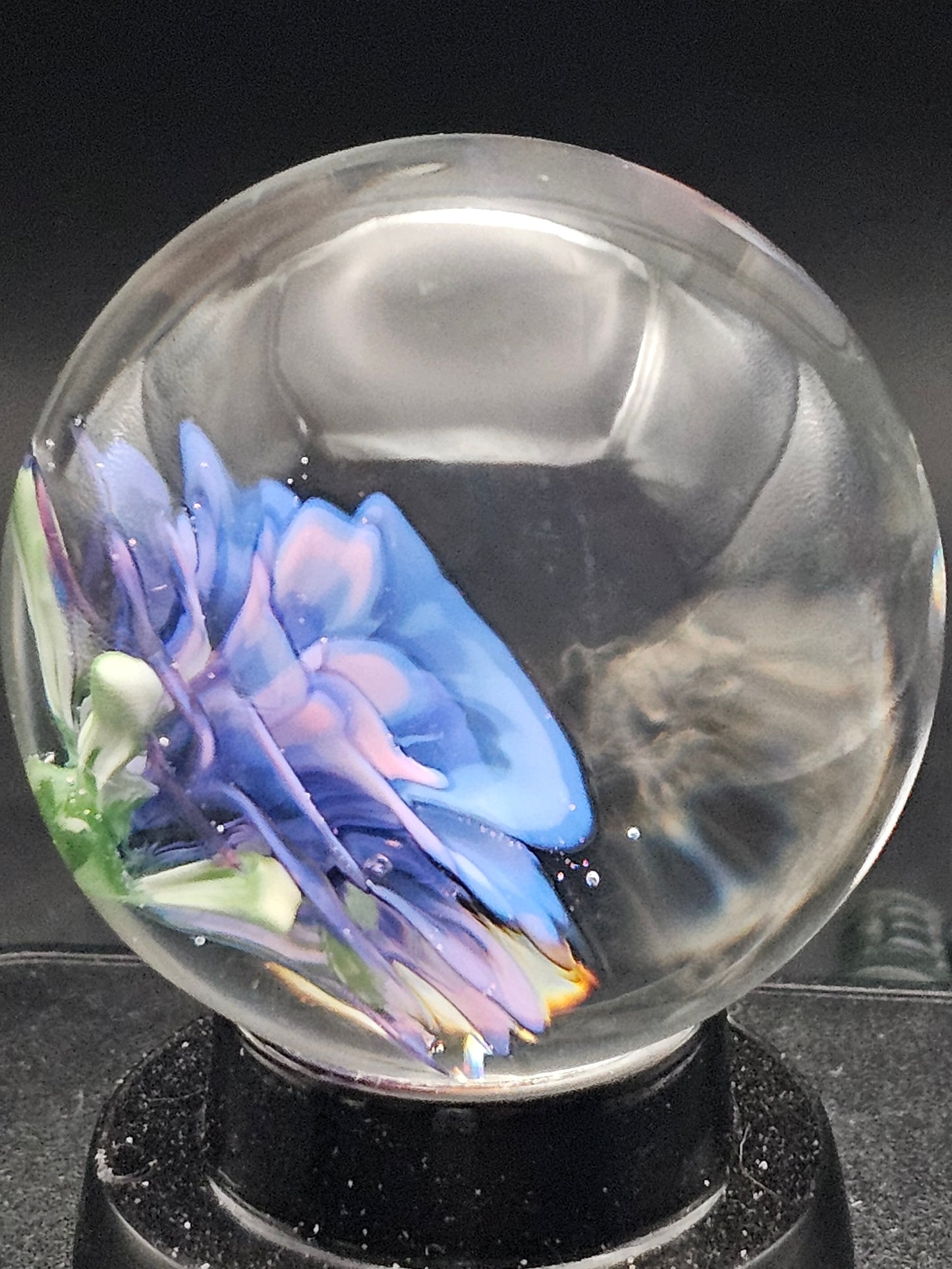 Purple Lilac Gold Fume & Cobalt Floral Marble