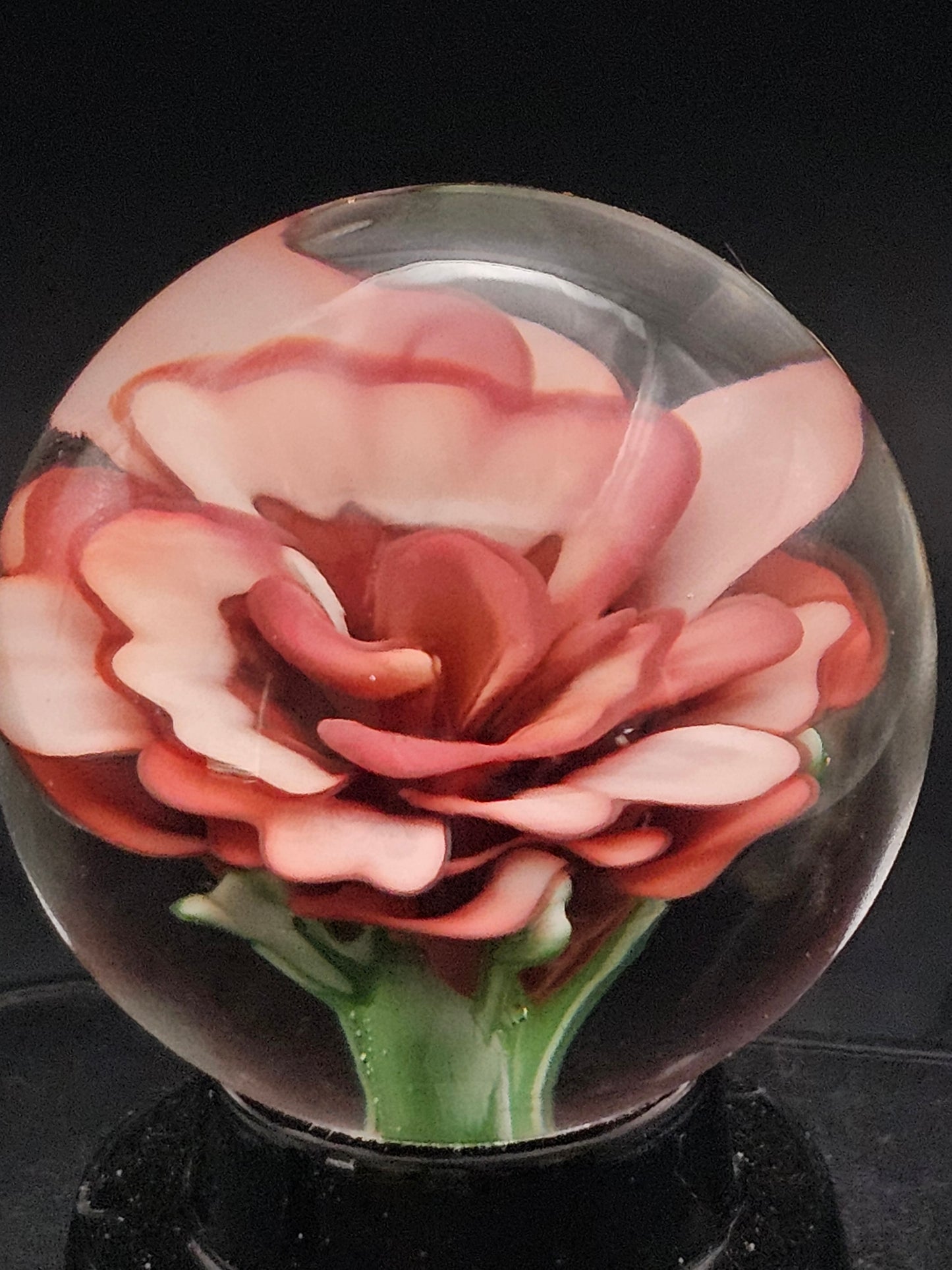 China White & Garnet Floral Marble
