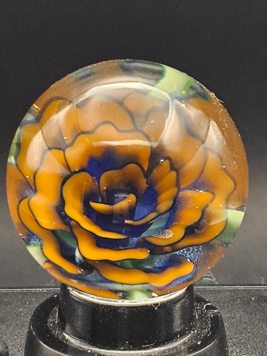 Lava Orange & Dark Cobalt Floral Marble