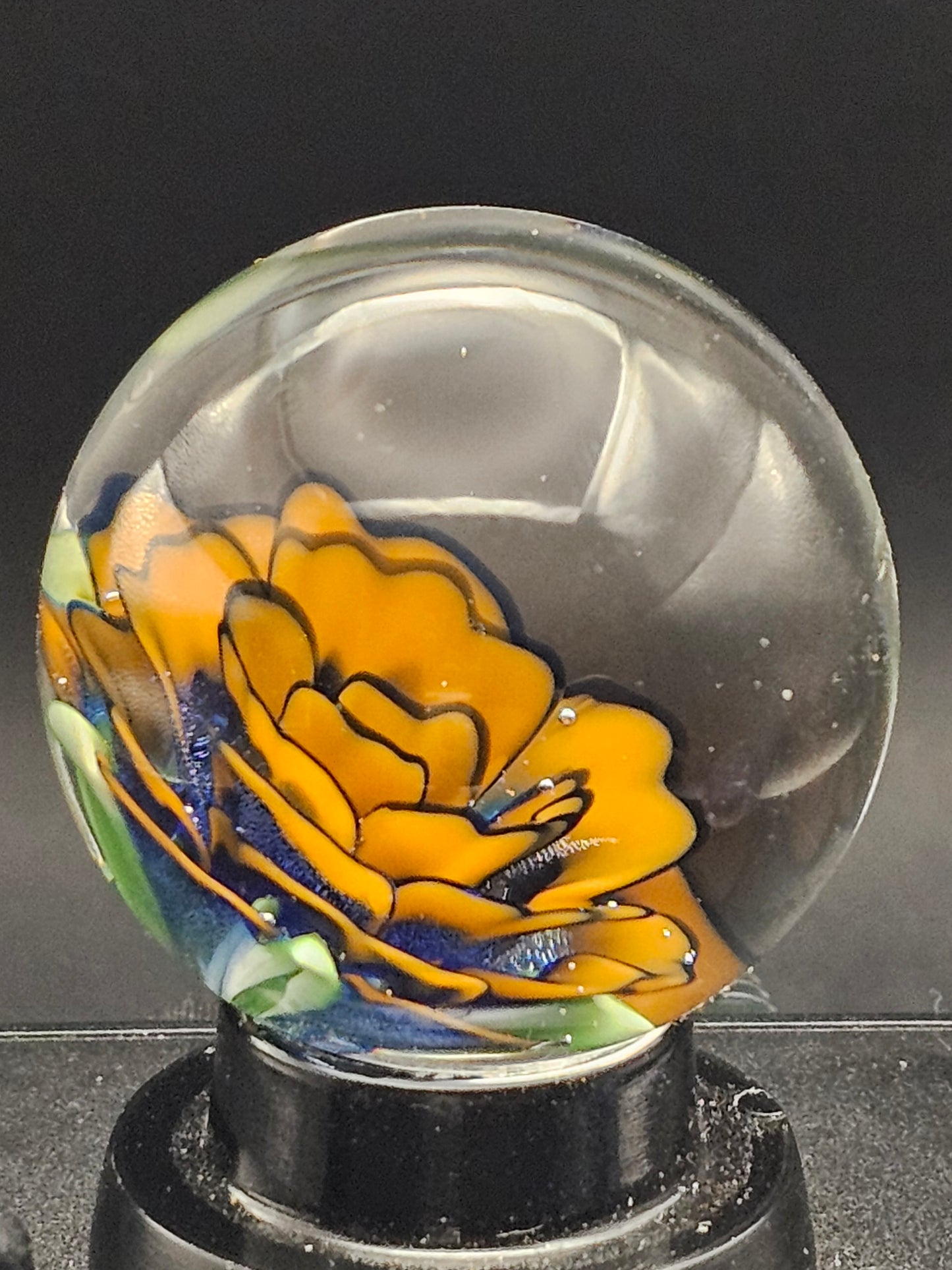 Lava Orange & Dark Cobalt Floral Marble