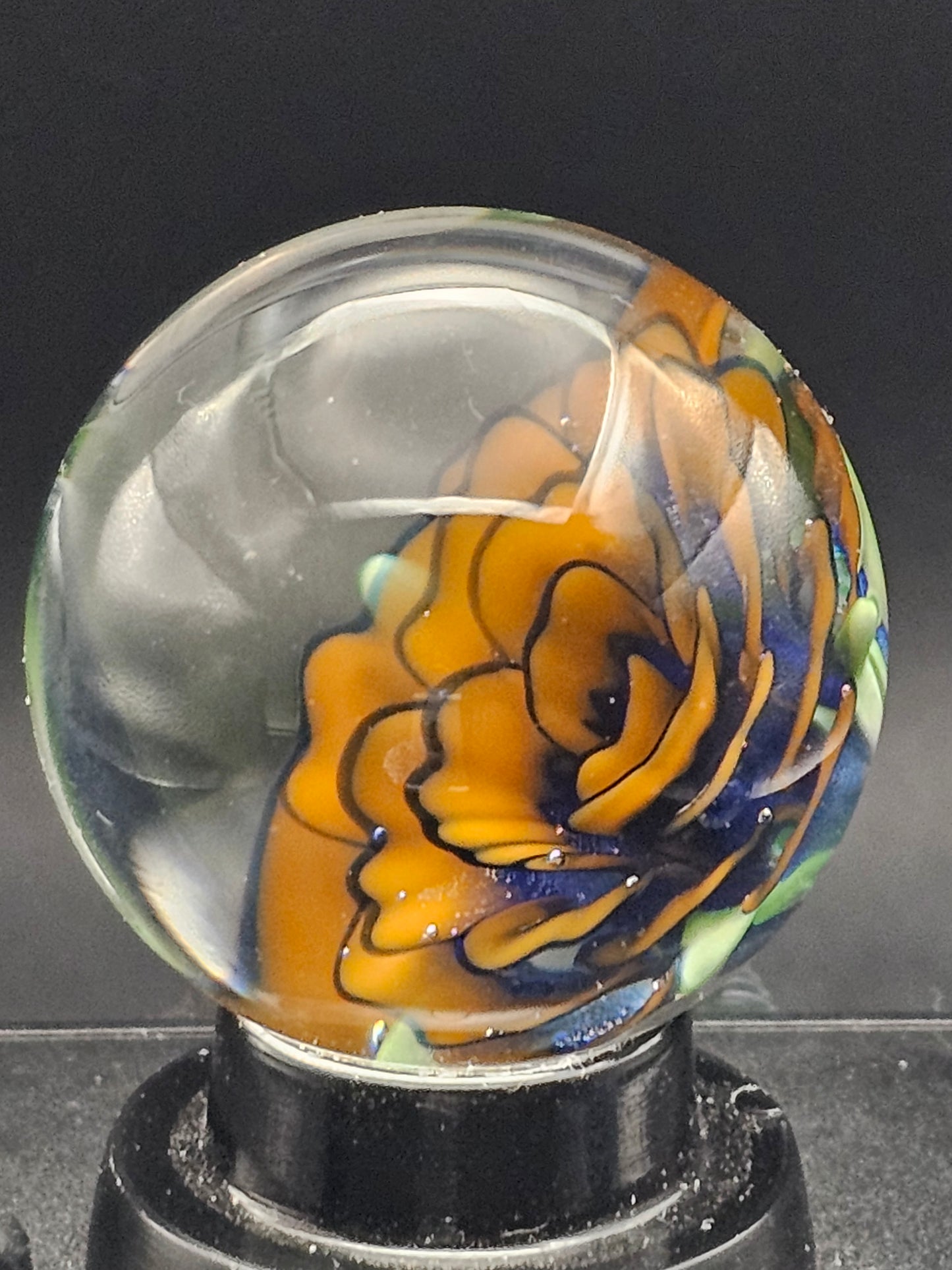 Lava Orange & Dark Cobalt Floral Marble