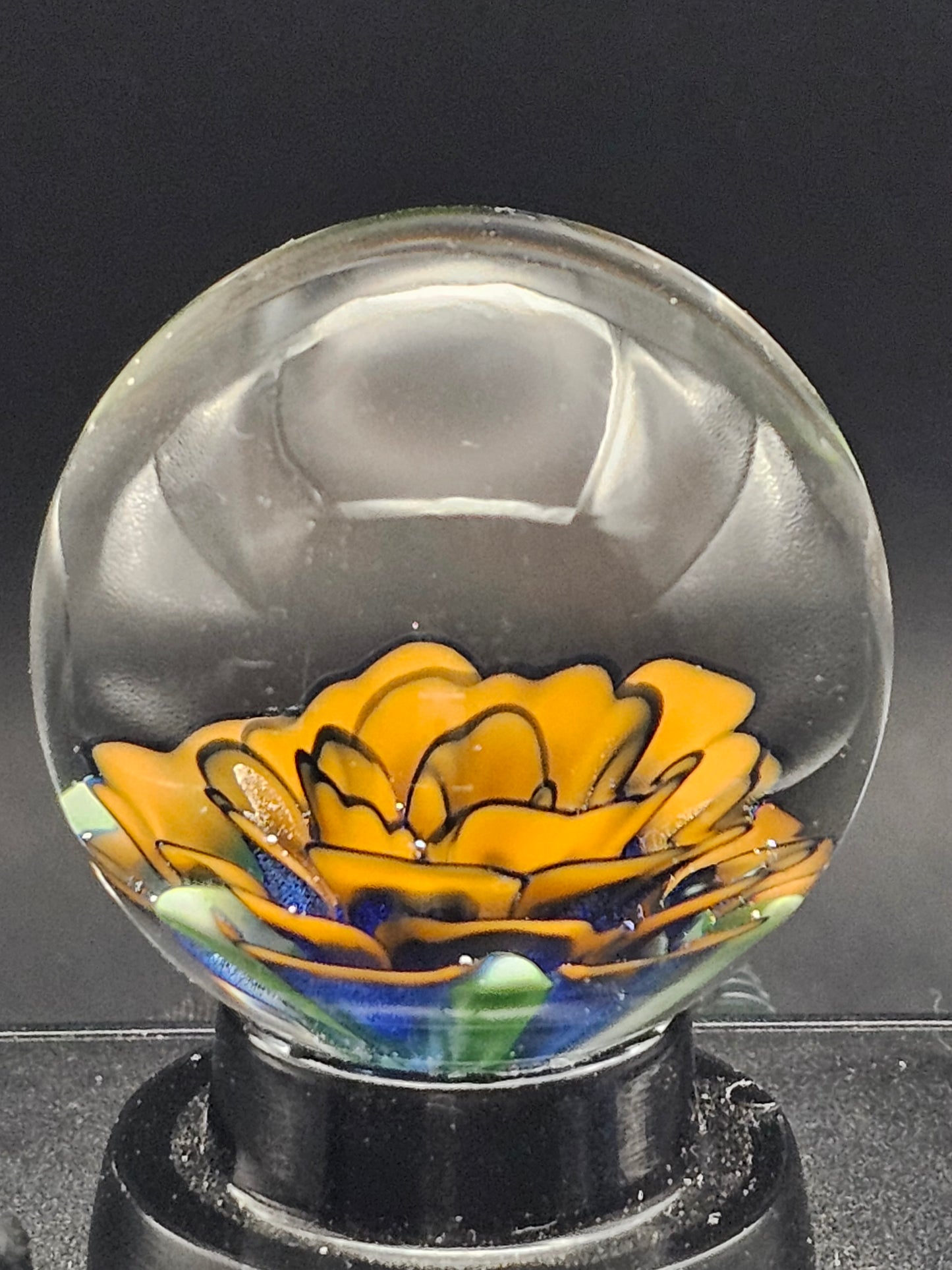 Lava Orange & Dark Cobalt Floral Marble
