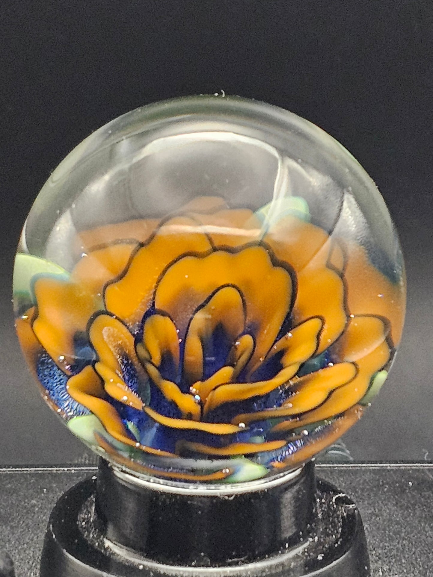 Lava Orange & Dark Cobalt Floral Marble