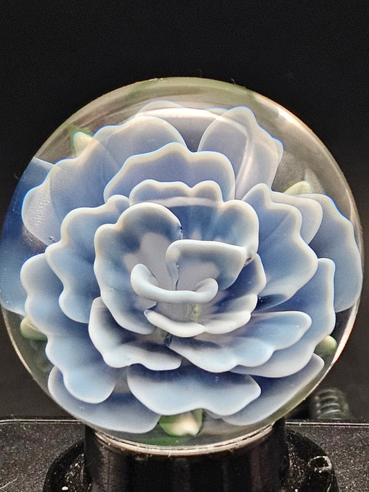 Dark Cobalt & Ghost White Floral Marble