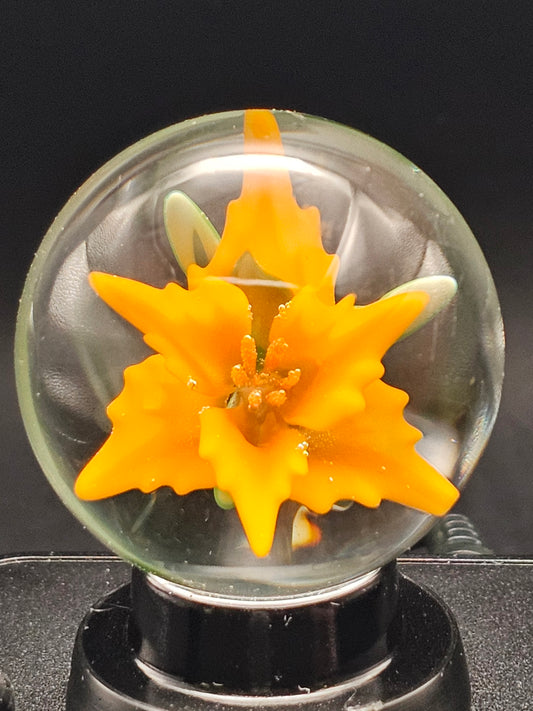 Roswell Yellow & Lava Orange Lily Floral Marble