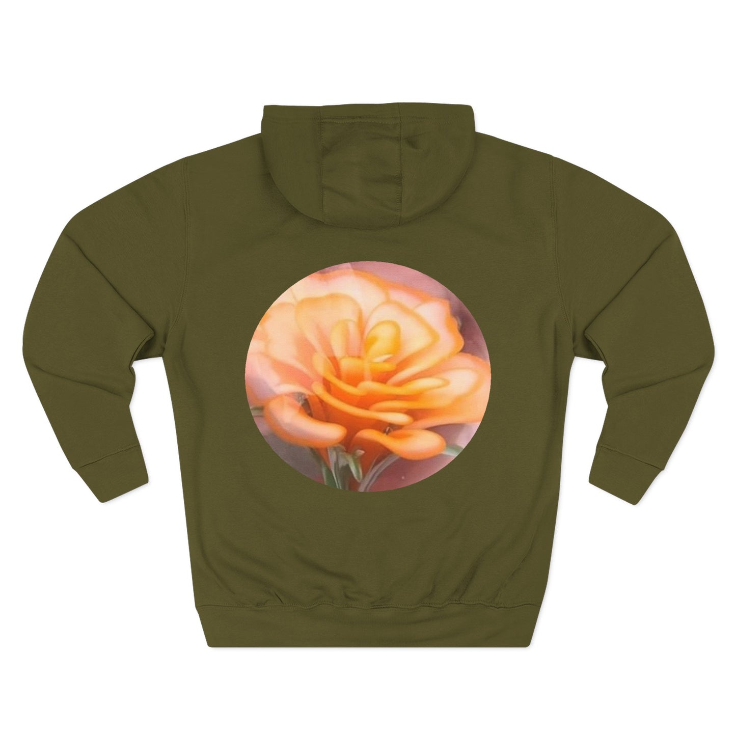Orange Rose Circle Artwork Hoodie | Floral Back Print