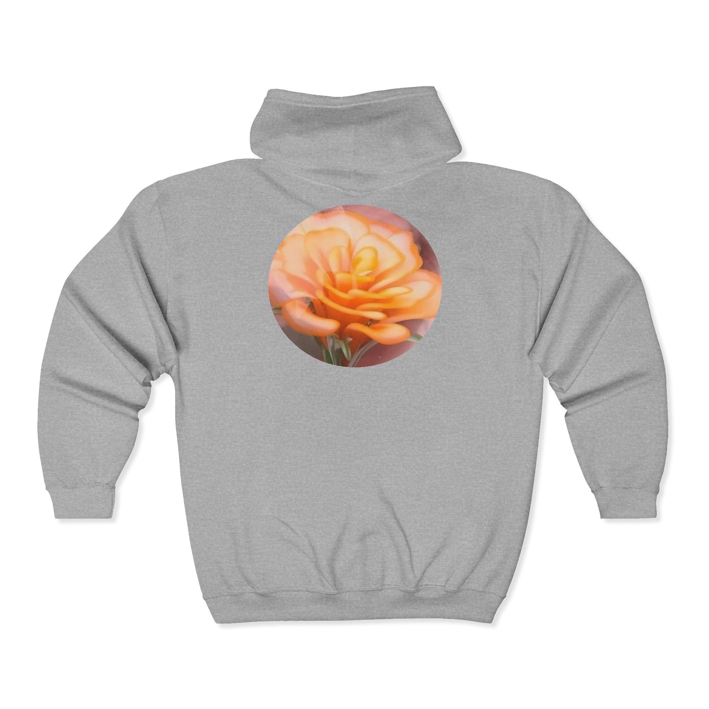 Peach Rose Circle Print Hoodie | Zip-Up Sweatshirt