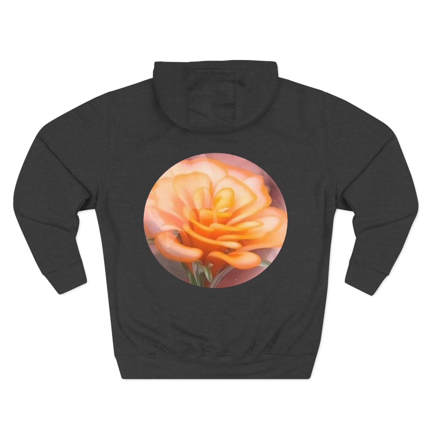 Orange Rose Circle Artwork Hoodie | Floral Back Print