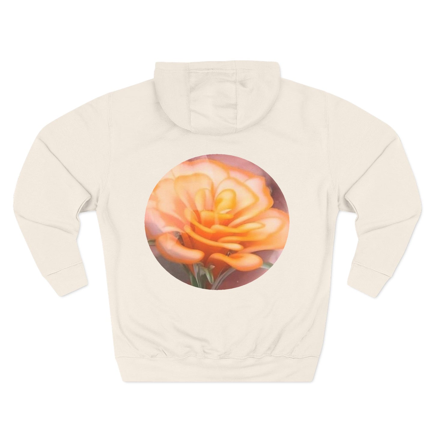 Orange Rose Circle Artwork Hoodie | Floral Back Print
