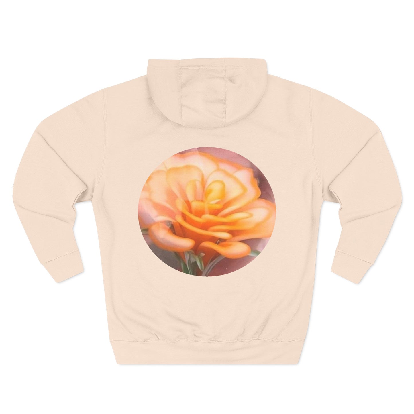 Orange Rose Circle Artwork Hoodie | Floral Back Print