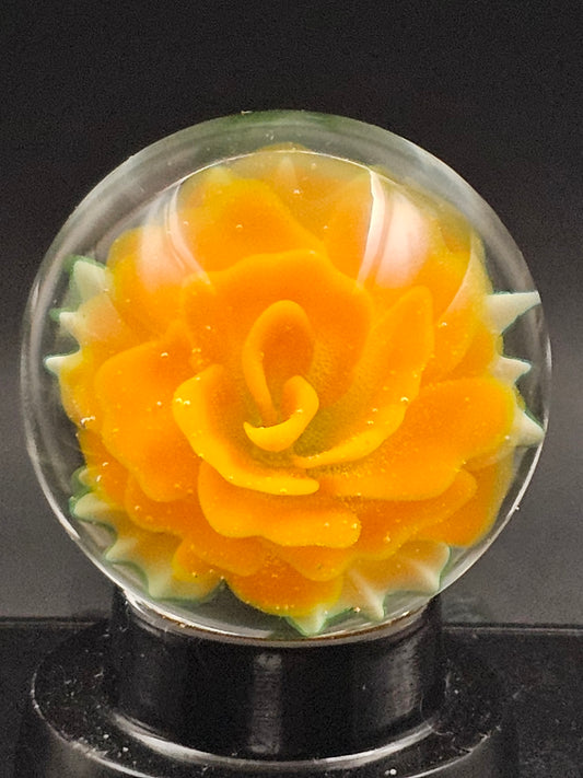Lava Orange & Canary Yellow Floral Marble